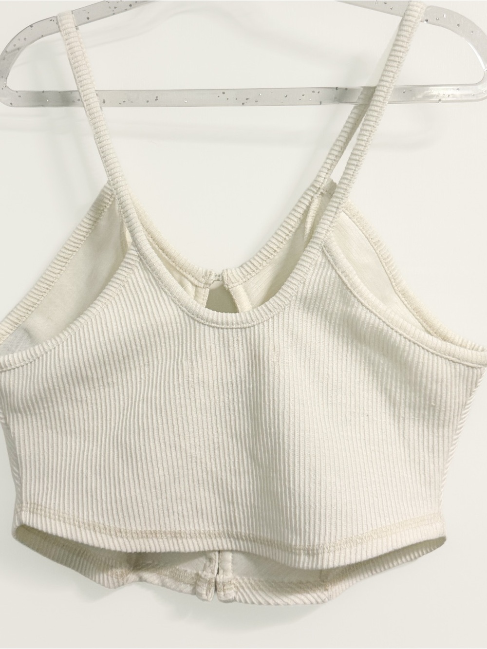 Urban Outfitters Ribbed Button Front Cropped Tank Top Cream Medium - Picture 7 of 16